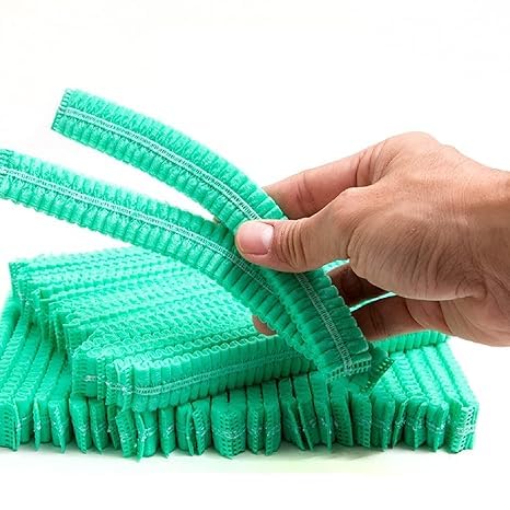 Image of Disposable Bouffant Caps for Women & Men | Non Woven Hair Net Cap | Elastic Head Cover for Hospital, Kitchen, Food Industry, Spa & Salon Use (Surgical Freen, PAck Of 80)