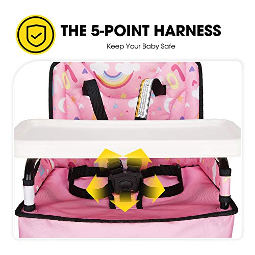 VEEYOO Portable Travel High Chair - Baby High Chair for Indoor/Outdoor, Dining, Travel, Camping, Picnic, Foldable with Removable Tray and Carry Bag, Ice Cream Print