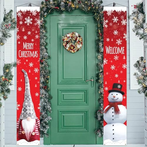 2 Pz Striscioni Natalizi Banner per Porta di Natale Segno del Portico Decorazioni Natalizie Porta Ingresso Parete Giardino Cortile Corridoio Casa Benvenuto Interni Esterni (B)