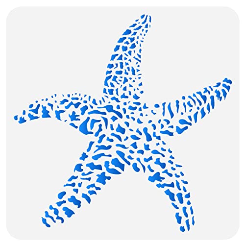 FINGERINSPIRE Starfish Pattern Stencil, 30x30cm Reusable Plastic Craft Template for Wall Wood Signs, Tiles, Canvas, Fabric