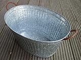 Zinkwanne / Zinkbottich Dekorativer Zinkbottich / Zinkwanne Wasserdicht verarbeitet. Zwei seitliche Griffe Größe mit Griffen gemessen: 54 x 32 cm, 23 cm hoch (ohne Griffe ca 43 cm breit)