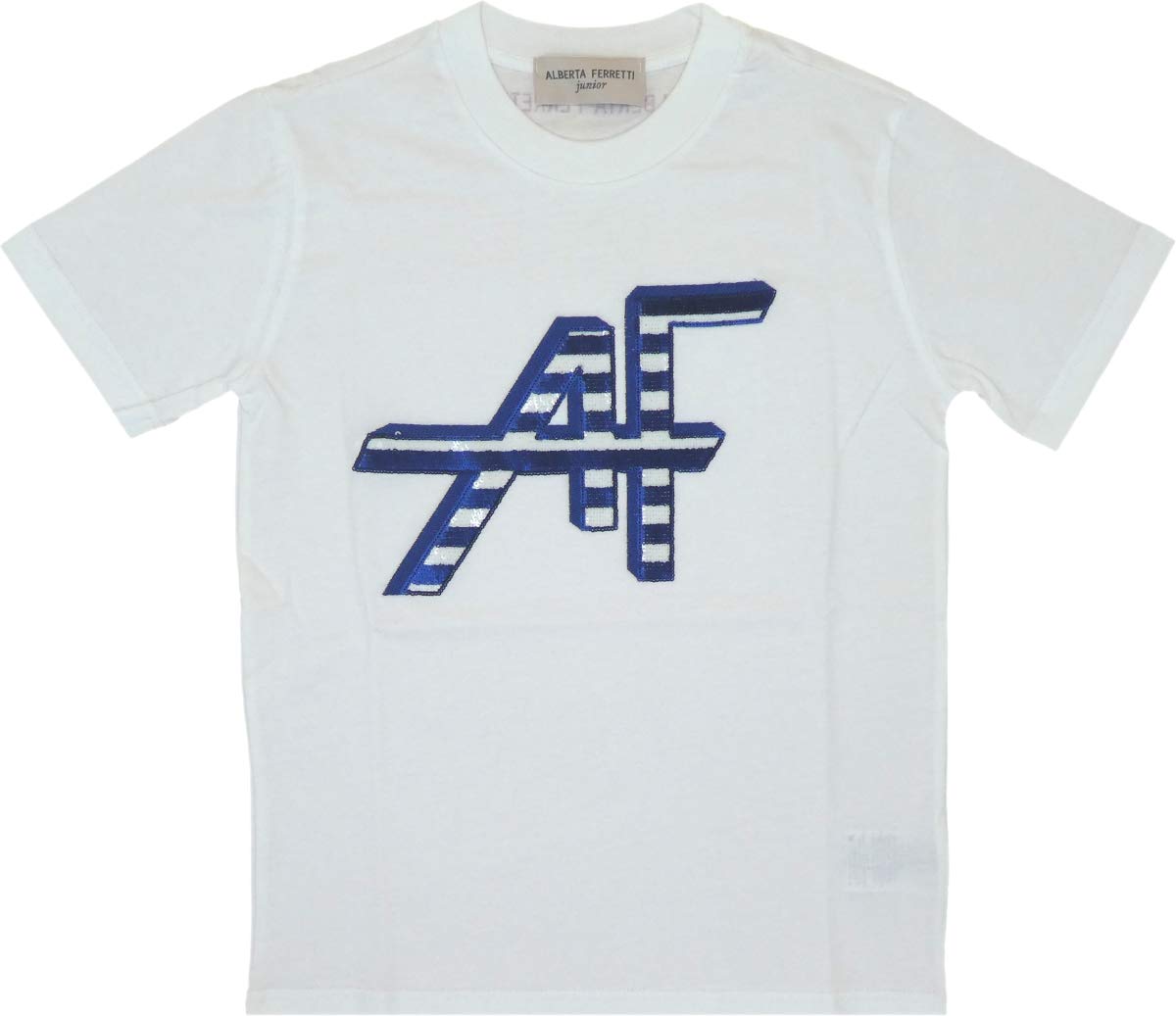 Alberta Ferretti PROPONE T-Shirt with Logo in Glitter Relief - White - 12 Years