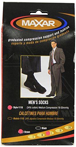 Image of MAXAR Men's Trouser Support Socks (20-22 mmHg) Brown, Large, 2 Count