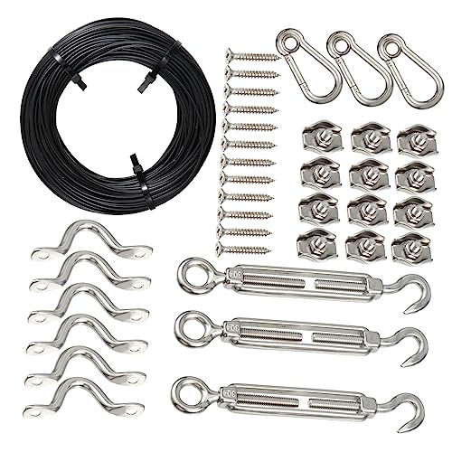 ABOOFAN 1 Set String Stainless Steel Cable Rope with Coating String Light Hanging Kit with Turnbuckle for Outdoor Use Easy Installation Resistant Wire for Secure Tensioning