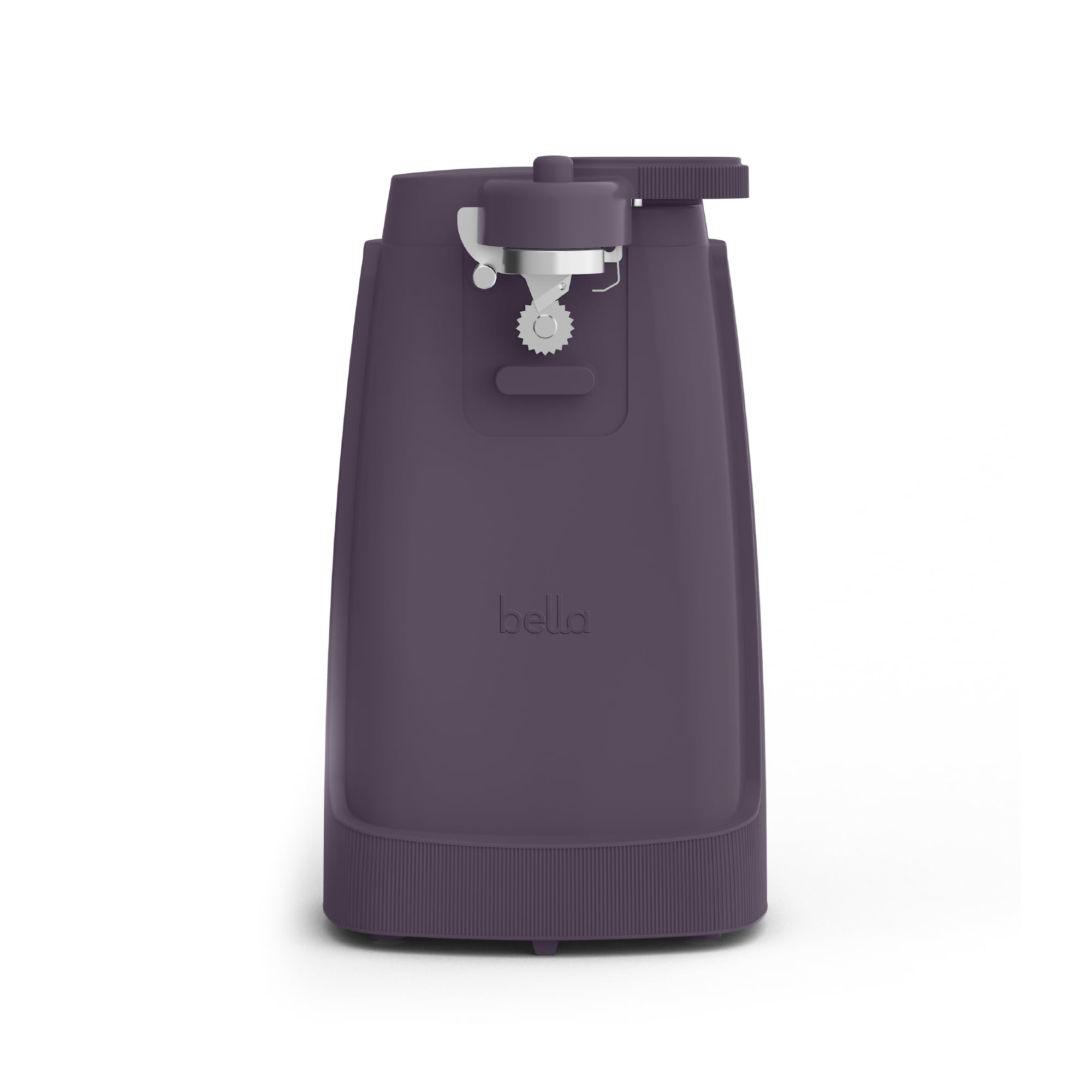 bella Electric Can Opener and Knife Sharpener, Removable Cutting Lever, Cord Storage, Stainless Steel Blade, Plum