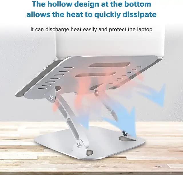 Image of Aluminum Tabletop Laptop Stand Ergonomic Foldable Portable Laptop Stand Holder Compatible for MacBook, HP, Dell, Lenovo & All Other Notebook