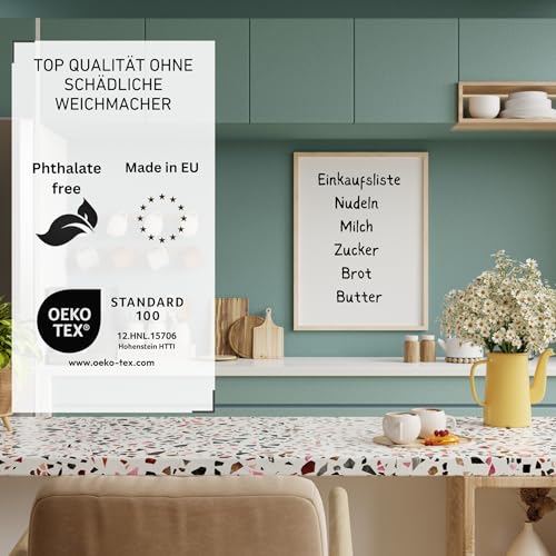 Venilia Whiteboard Folie | Tafelfolie Kühlschrank Tafel Weiss | 45cm x 1,5m, Stärke 150μ | Multifunktionstafel-Folie, Weißwandtafel, Küchenfolie | ohne Phthalate | Made in EU