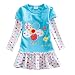 NEAT 2015 NEW Kid Girl Cotton Flower Dress Long Sleeve Blue F5061 5-6 Years