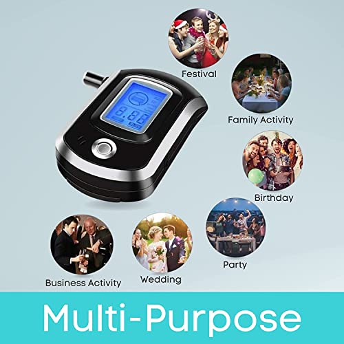 Image of Alcohol Tester Breath Analyzer with 5 Mouthpieces Portable Alcohol Detector Breathalyzer Professional Police Alcohol Testing Machine LCD Digital Display Breath Tester Accurate (Model S-6)