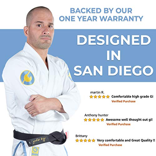 Gold BJJ Jiu Jitsu Gi - Ultra Lightweight Men's Aeroweave - Preshrunk Brazilian Jiu Jitsu Uniform for Men (White, A4)