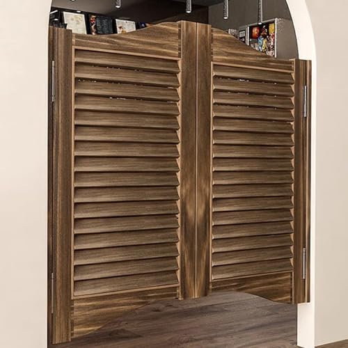 Solid Wood Swinging Cafe Doors - Arched Top Saloon Gates, Self-Closing Hinges, 30-55 Inch Widths, Stylish Louvre Design for Interior Spaces (B,W 48in)