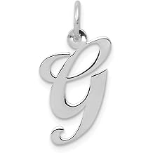 14k White Gold Medium Fancy Script Initial E Char Width 14 to 21 Pendant