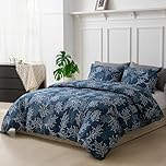 Tokokimo Double Duvet Cover Set Blue Bedding - Reversible Color Double Duvet Set Blue (1x Quilt Cover, 2x Pillow Cases) Soft Microfibre Floral Bedding 200x200 cm, Floral