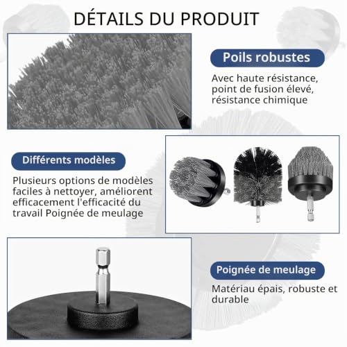 Amzeeniu Brosse de Nettoyage 9 Pièces pour Perceuse Électrique - Kit pour Jantes, Voiture, Carrelage, Baignoire – vue 5