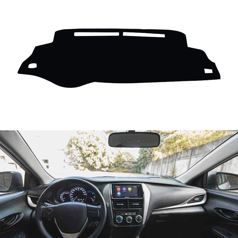 Do Toyota Vios XP150 2018 2019, wyposażenie wnętrza samochodu, antypoślizgowa osłona deski rozdzielczej, mata na deskę rozdzielczą, dywan (czarna i czerwona krawędź, kierownica po lewej stronie)
