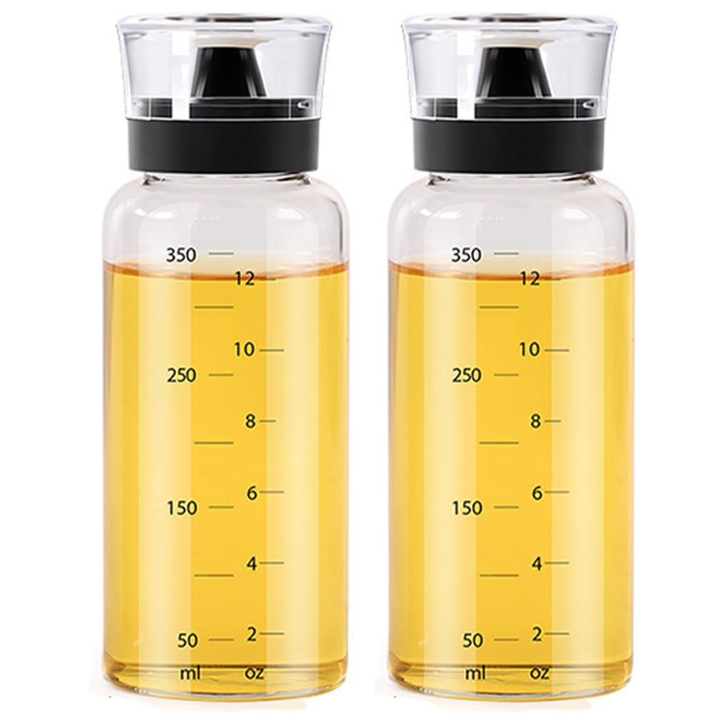 TINMIX Lot De 2 Bouteilles D'huile Pour Camping En Plein Air, 350 Ml, En Verre Anti-fuite, Pour Huile D'olive Et Vinaigre, Bien Scellé Pour La Cuisine