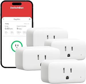 SwitchBot Prise intelligente Mini, Surveillance de l'énergie 15A, Prise WiFi et Bluetooth, Compatible avec Alexa, Google Assistant, Home Assistant, Contrôle par application, Fonction minuterie, Pas de hub requis, Design compact