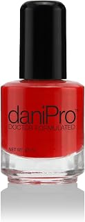 daniPro Doctor Formulated Nail Polish, 0.5 oz First Kiss - Bright Red Fingernail Polish & Toenail Polish with Undecylenic Acid, Biotin & Vitamins - Vegan Formula for Healthy Nails