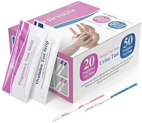 Ovulation Test Strips and Pregnancy Test Strips Kit Arvolife Reliable 50 LH Tests and 20 hCG Tests OPK Ovulation Predictor Kit Combo (50 LH + 20 HCG)