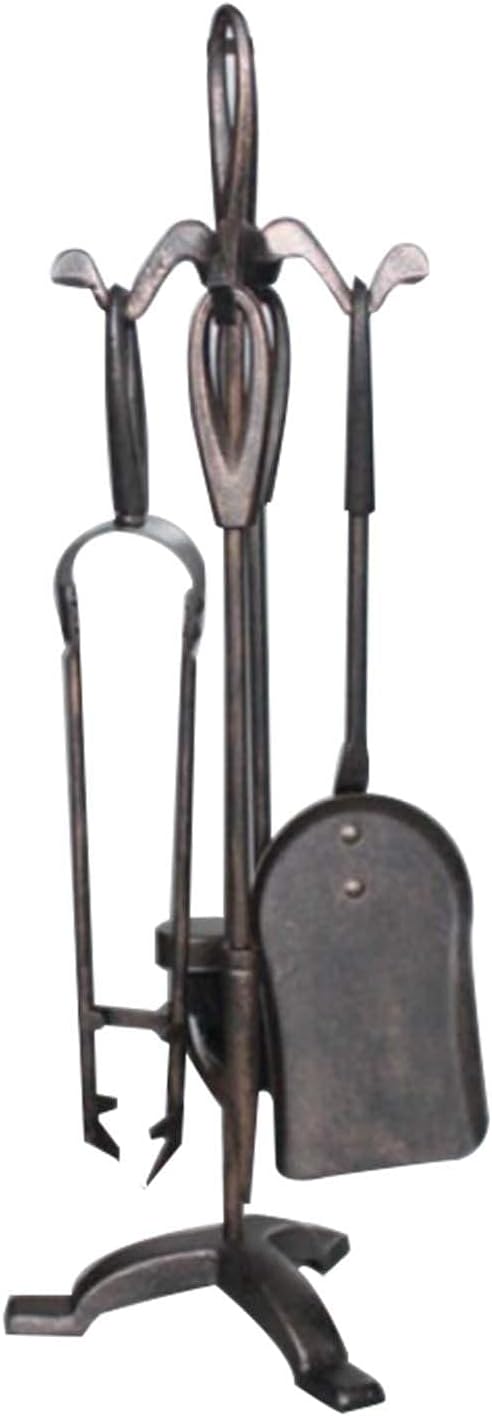 Fireplace Tool Set,Fireplace Tools Fireplace Parts Fireplace Tools Set Vintage Wrought Iron Brush Shovel Tong Poker Kit for Home Indoor Fire Place Assecories
