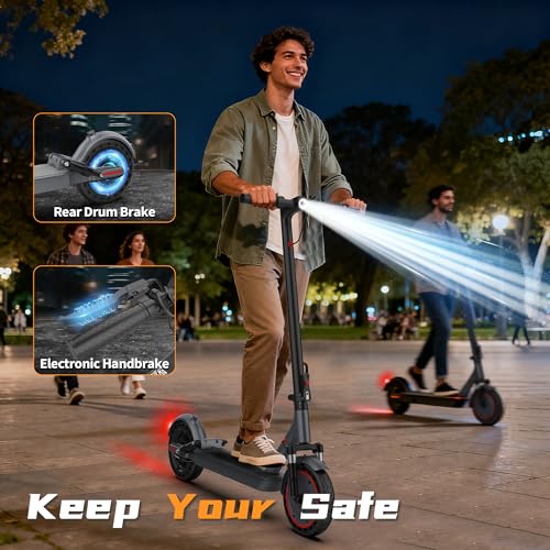 Image of WERHY Electric Scooter with 8.5 inch /10 inch Solid Tire, 350W /500W Powerful Motor & 19 /22 MPH Top Speed, 16 /25 Miles Long Range, Folding E Scooter with Dual Braking for Teens and Adults