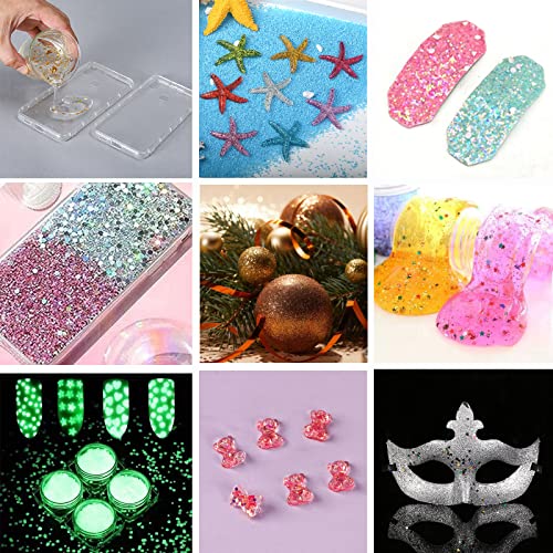 Glow In The Dark Face Glitter, Body Glitter For Women 12 Colors&Shapes Makeup Chunky Fine Glitter,Self-Adhesive Uv Black Light Glitter For Halloween Makeup, Cosmetic, Festival, Craft #TOP6