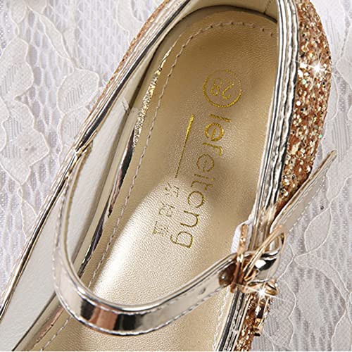 Bridesmaid Flower Girls Glitter Bow Mary Jane Dress Shoes for Wedding Party School 𝗨niform Princess Dance Shoes2