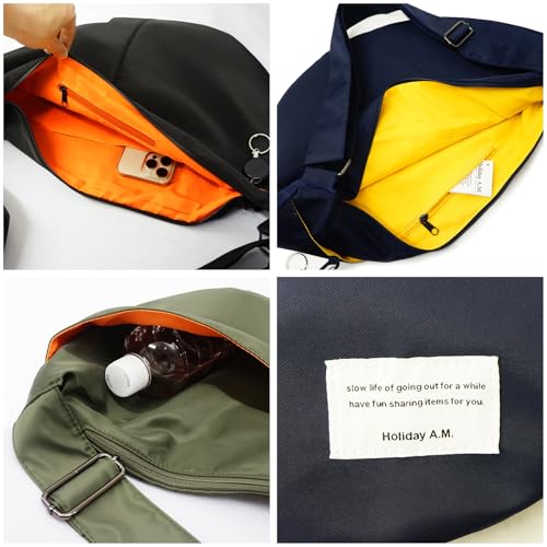 Image of Urban Wide Shoulder Bag, Hobo Sling Crossbody Bag Crescent for Women Durable Polyester Unisex, Lightweight