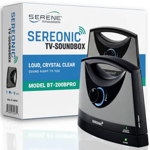 SEREONIC Portable Wireless Speakers for Smart TV - Ideal for TV Watching Without The Blaring Volume - Designed for Hard of Hearing Elderly and Seniors - 100ft Range