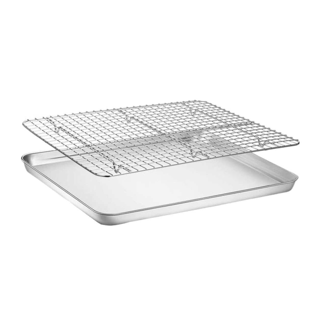 Uonlytech Bandeja de Hornear Antiadherente con Rejilla para Enfriar y Bandeja de Drenaje de Aceite Utensilios de Cocina para Hornear Alimentos Color Plateado