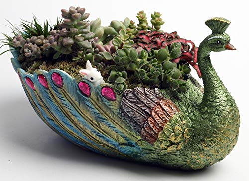 Succulents Planter Plants Pot Handmade 9.4 Inch Peacock Pot Resin Base Large Flowers Pot/Succulent Cactus Pots/Container/With Hole For Home Garden Office Desktop Decoration Idea #TOP2