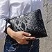 NIGEDU Women Clutches Fashion Snakeskin PU Leather Party Envelope Purse Bag with Hand Strap (Black)