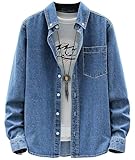 [EASTEMPO] メンズ シャツ 長袖 秋 デニム 無地 カジュアル ゆったり おしゃれ ビジネス 大きいサイズ (JP, アルファベット, 3XL, ブルー)