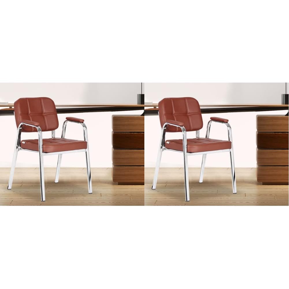 Da URBAN® Weston Leatherette | Heavy Duty Metal Frame| Visitor/Study/Office Chair with Arms (Tan) (Pack of 2) (B0D7Z9BVPD) Amazon Price History, Amazon Price Tracker