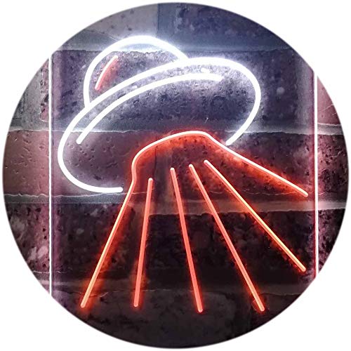 UFO Alien Spaceship Dual Color LED Enseigne Lumineuse Neon Sign Blanc et orange 400 x 600mm st6s46-i3336-wo