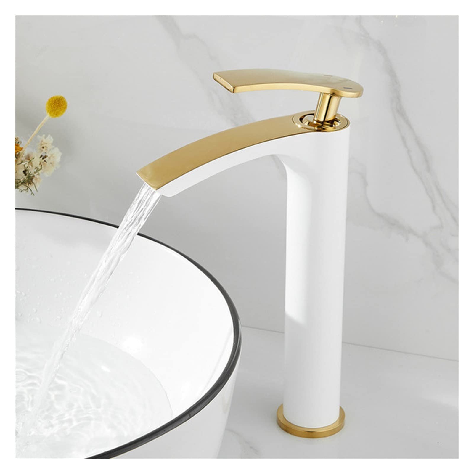ZQFHSX Brass Bathroom Faucet - Deck Mounted Hot & Cold Water Mixer Tap for Kitchen Stylish Finish