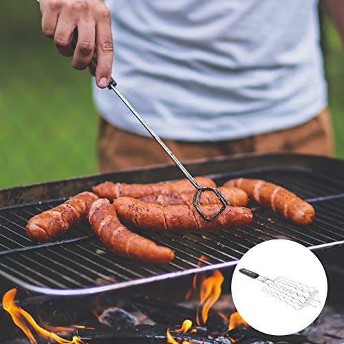 Yardwe Cesta Churrasqueira de Aço Inoxidável Kabob Grelha Clip Cesta Com Alça Quintal Camping Churra