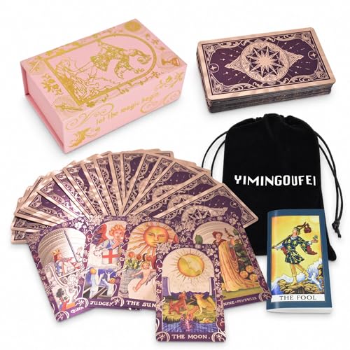 YIMINGOUFEI English Ryder Waite Tarot 78+2 PET Cards Mirrored Backs