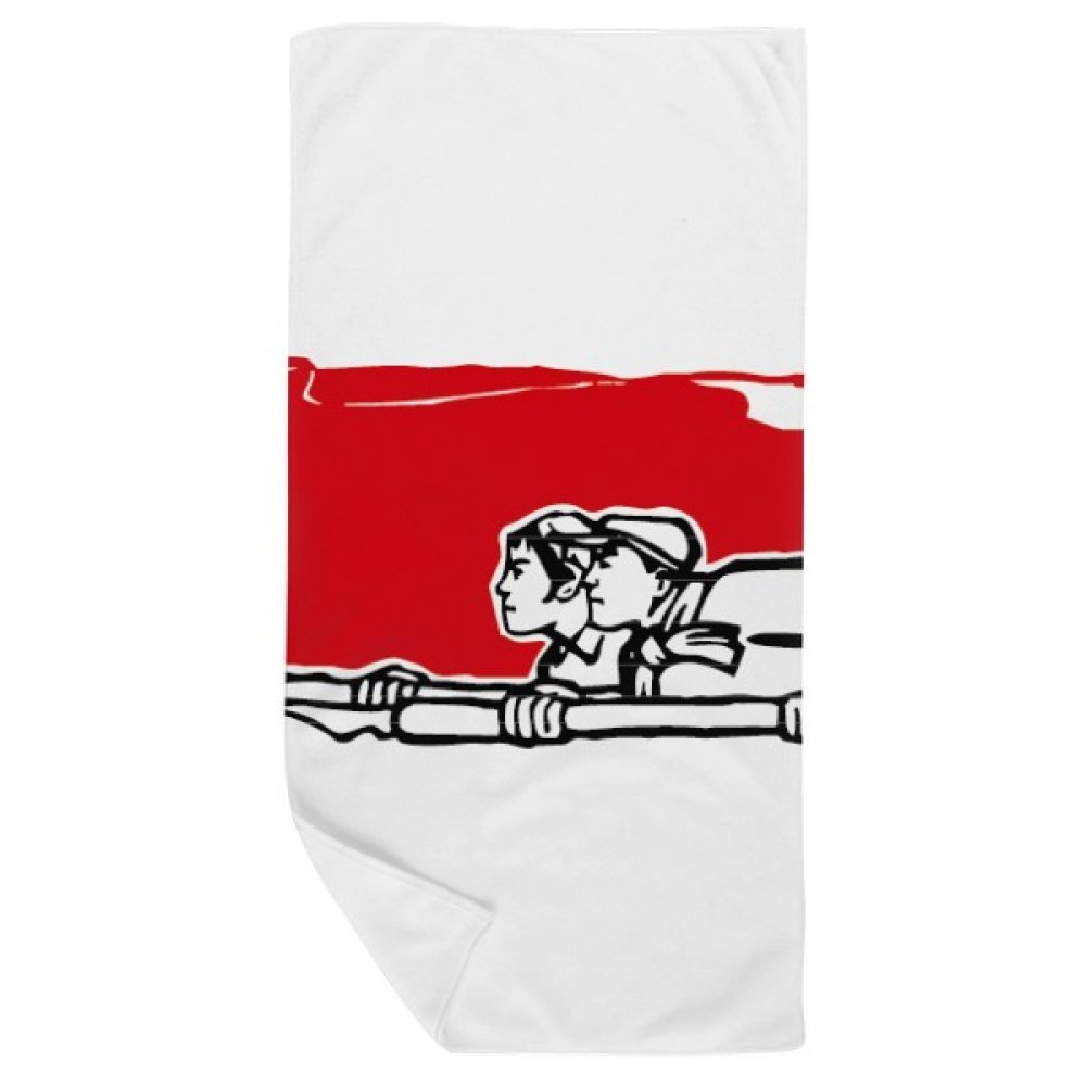 Serviette de bain plume rouge au design graphique exclusif 35 x 70 cm