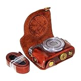 First2savvv XJPT-G9X-10 Dark Brown full body Precise Fit PU leather digital camera case bag cover wi