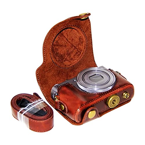 First2Savvv Xjpt-G9X-10 Dark Brown Full Body Precise Fit Pu Leather Digital Camera Case Bag Cover With Should Strap For Canon Powershot G9X G9 X #TOP11