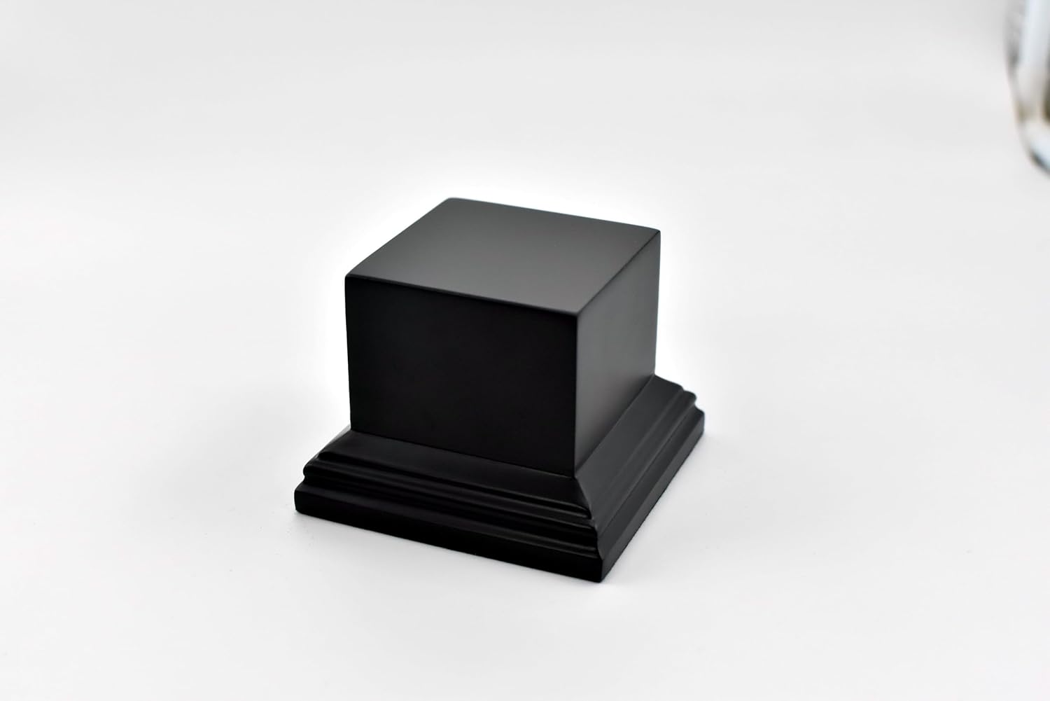 MDF Wooden Display Base Plaque, 2.5" x 2.5", Ogee Edge, Art Display Stand, Sculpture Stand, Jewelry Display Stand Black