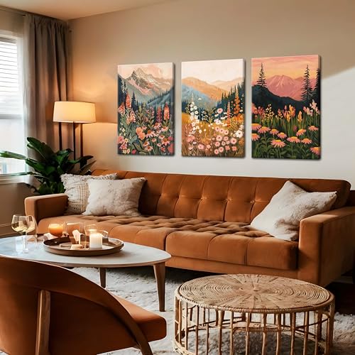 Paysage de coucher de soleil bohème en triptyque mural poétique - 5