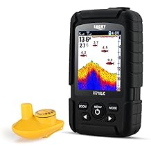 LUCKY Portable Fish Finder,Handheld Waterproof Depth Finder,Wireless fishfinder for Ice Fishing,Sea Fishing,Bank Fishing,Kayak Fishing,Depth Finder with Color LCD Screen,Black