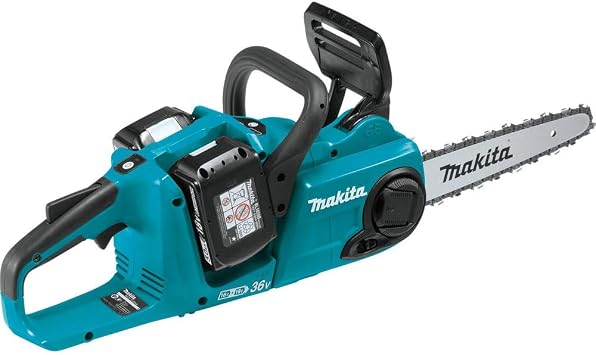 Makita XCU03PT1 18V X2 (36V) LXT Lithium-Ion Brushless Cordless 14 Chain Saw Kit with, 4 Batteries (5.0Ah) | Four 5.0Ah batteries