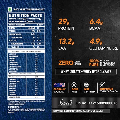 Image of AS-IT-IS ATOM ISO Whey Gold| 29g Protein | Rapid Absorption & Recovery| French Vanilla - 1Kg (30 servings)