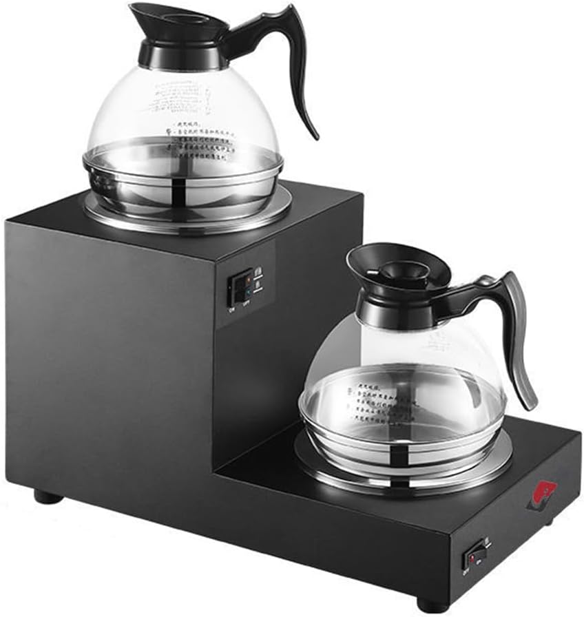 Double Coffee Carafe Warmer, Commercial Automatic Pour Over Coffee Brewer with 2 Warmer Pad and 2 Pot, Suitable for Cafe, Break Room, Buffet, Event and Commercial Use WithoutPot A,B,WithPot