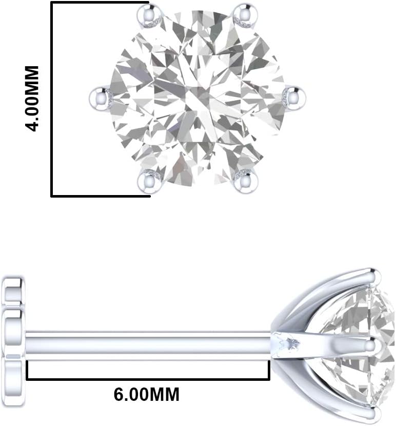 Demira Natural Diamond (0.02-0.16ct) Nosepin in 14K Gold in 6MM Post. nose pin, lip labret, or Monroe ring.