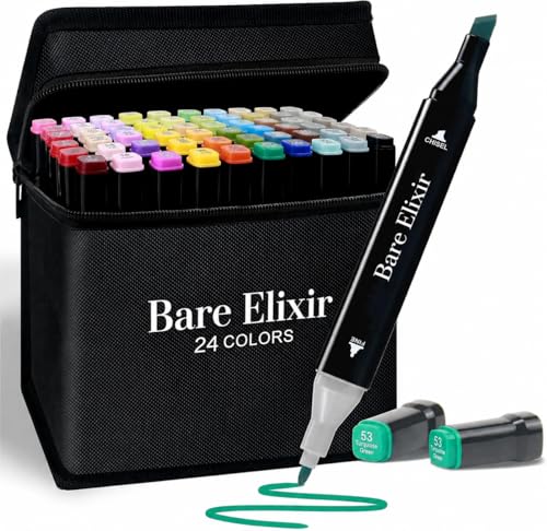 Image of Dual Tip Brush & Fine Tip Drawing Pens | Water-Based Coloring Markers for Art, Sketching, Calligraphy & DIY Crafts | Vibrant, Smooth Ink Set (Pack of 24)