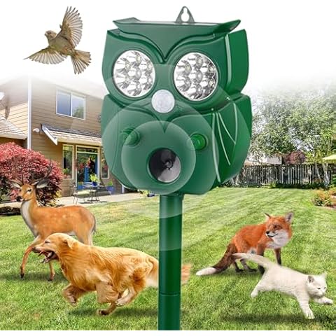 2024 Ultrasonic Animal Repellent, 5 Modes Upgraded Outdoor Cat Solar Powered Squirrels Deterrent with Motion Sensor,Sound,LED Flashing,Waterproof Deer Repellent for Dog Bird Skunk Rabbit-X2 Cover